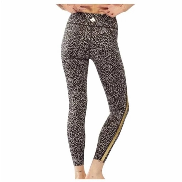 NWT $95 Fierce and Regal The Leopard w/gold stripe High Rise Designer Legging XS - Picture 2 of 8